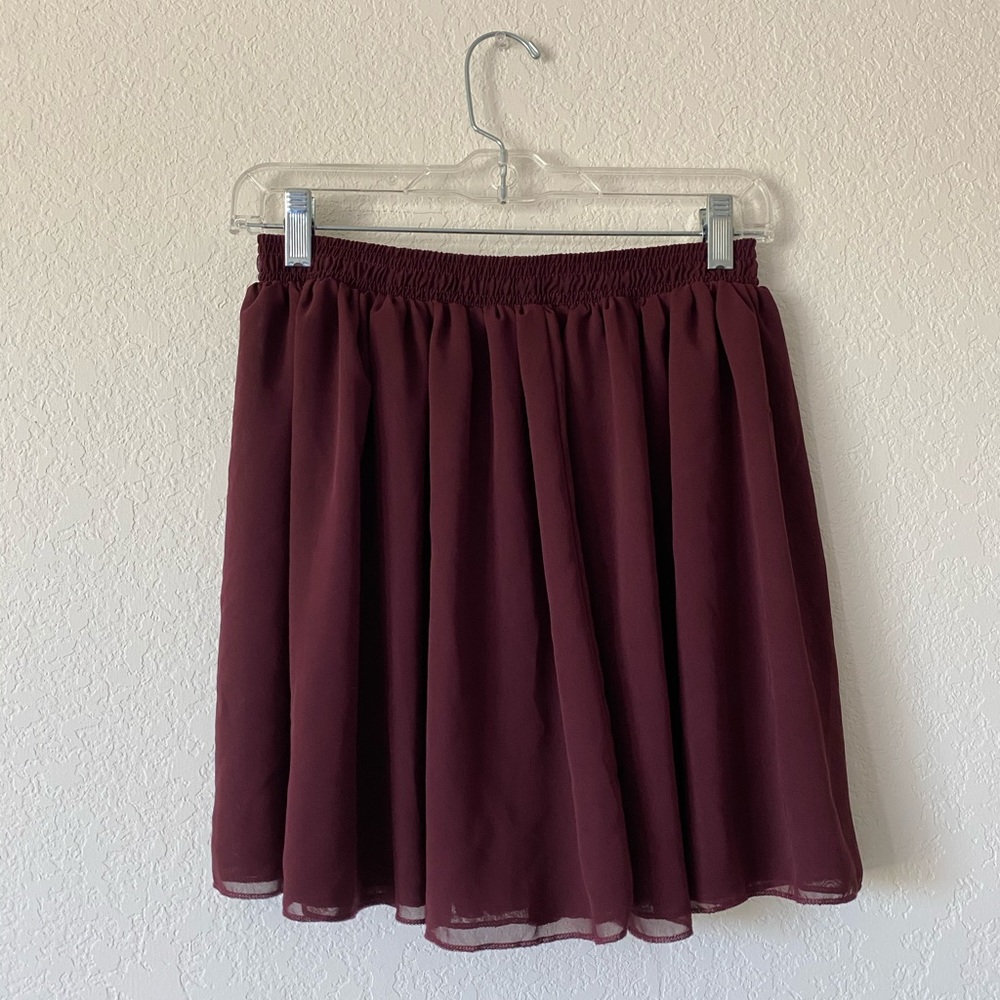 Maroon Flowy Summer Mini Skirt